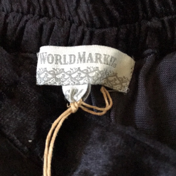 WORLD MARKET SIZE Small Medium Pants Black Velour Wide Leg Embroider SKU# 545016 - Picture 8 of 13